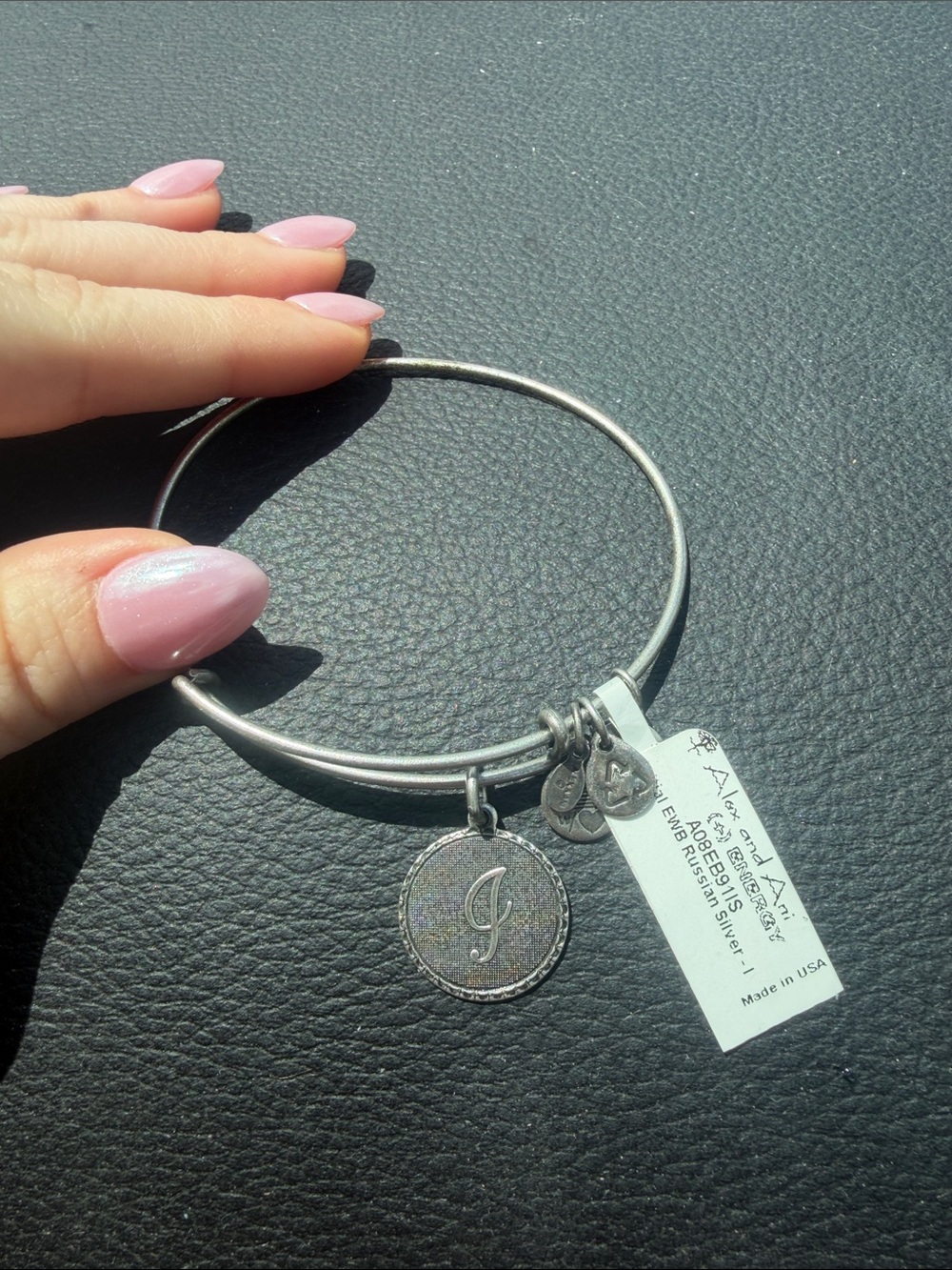 Alex and Ani Silver Initial J Expandable Charm Bangle - Silver